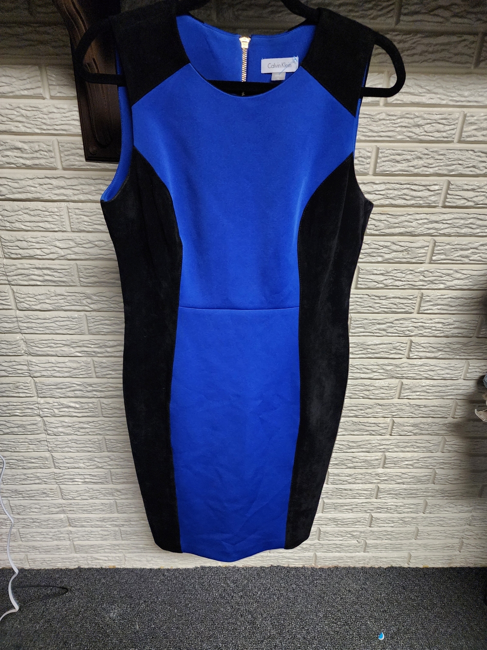 Calvin Klein Cobalt Blue and Black Colorblock Sheath Dress